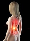 Cuerpo femenino abstracto con dolor de espalda, ilustración digital conceptual . - foto de stock