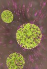 3D Illustration von Antikörpern, die Viruspartikel angreifen. — Stockfoto