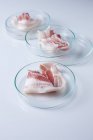 Image conceptuelle de la viande de culture cultivée en verrerie de laboratoire . — Photo de stock