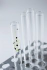 Seedlings growing in test tubes, conceptual image of plant research and genetic engineering. — Stock Photo