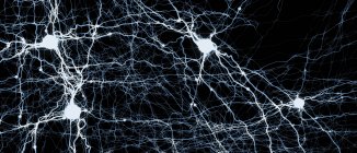 Abstract structure of neural network on dark background, digital illustration. — Stock Photo