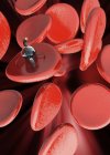 Nanomaschinen arbeiten an roten Blutkörperchen, digitale Illustration. — Stockfoto