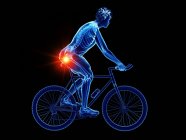 Cyclist skeleton with pain in coccyx, computer illustration — Stock Photo