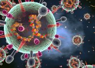 Modelo abstracto del virus de la gripe B estacional, ilustración digital conceptual . - foto de stock