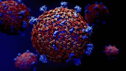 Illustrazione digitale di particelle astratte di coronavirus . — Foto stock