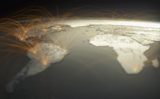 Digitale Darstellung des globalen Netzwerks über den Planeten Erde, weltweites Konnektivitätskonzept. — Stockfoto