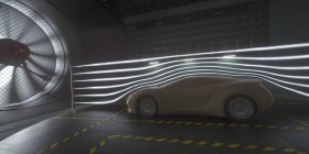 Сучасний автомобіль у аеродинамічному тунелі, цифрова ілюстрація . — стокове фото