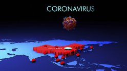 Espalhamento de 2019-CoV coronavírus surgiu em Wuhan, China, ilustração digital conceitual . — Fotografia de Stock