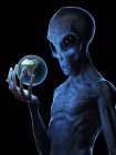 Alien hält Erde, Computerillustration — Stockfoto