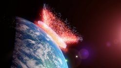 Астероид, воздействующий на Землю, компьютерная иллюстрация — стоковое фото