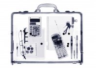 Briefcase with various items, X-ray. — Stock Photo