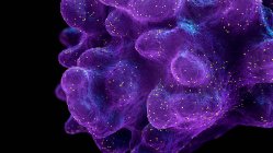 Célula infectada com partículas de vírus causando uma morte celular programada, ilustração 3D — Fotografia de Stock