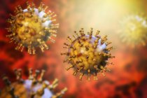 Illustration informatique d'un virus varicelle zoster, responsable de la varicelle et du zona. Le virus varicelle-zona est également connu sous le nom de virus de l'herpès humain de type 3 (HHV-3)) — Photo de stock