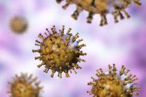 Illustrazione computerizzata di particelle virali varicella zoster, causa di varicella e herpes zoster. Varicella zoster virus è noto anche come herpes virus umano di tipo 3 (HHV-3) — Foto stock