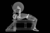 Weightlifter skeleton bench press, X-ray. — Stock Photo