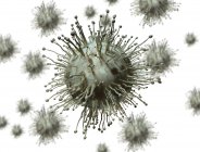 Концептуальні частинки вірусу ізольовані на білому тлі, комп'ютерна ілюстрація — стокове фото