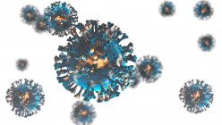 Концептуальные вирусные частицы изолированы на белом фоне, компьютерная иллюстрация — стоковое фото