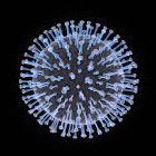Partícula de coronavirus, ilustración por computadora. Diferentes cepas de coronavirus son responsables de enfermedades como el resfriado común, gastroenteritis y SARS (síndrome respiratorio agudo grave) - foto de stock