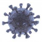 Частица коронавируса Ковид-19, иллюстрация. Новый коронавирус SARS-CoV-2 появился в Вухане, Китай, в декабре 2019 года. Вирус вызывает легкое респираторное заболевание (Covid-19), которое может развиться в пневмонию и быть смертельным в некоторых случаях. — стоковое фото