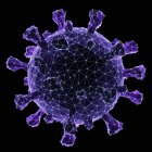 Covid-19 coronavirus particle, illustration. The new coronavirus SARS-CoV-2 emerged in Wuhan, China, in December 2019. The virus causes a mild respiratory illness (Covid-19) that can develop into pneumonia and be fatal in some cases — Stock Photo