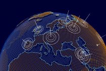 Europa en el mundo, ilustración por ordenador. - foto de stock