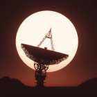 Satellite dish at sunset, illustration. — Stock Photo