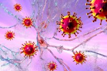 Концептуальная иллюстрация вирусного энцефалита - воспаление мозга, вызванное вирусом. — стоковое фото