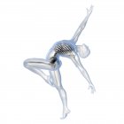 Anatomy of a dancer, computer illustration. A man in a ballet pose with highlighted skeleton showing skeletal activity in ballet dancing. — Stock Photo