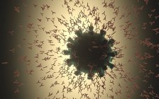 Антитіла, що атакують частинку коронавірусу, ілюстрація . — стокове фото