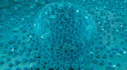 Ilustración de bacterias resistentes a los antibióticos que forman un biofilm. - foto de stock