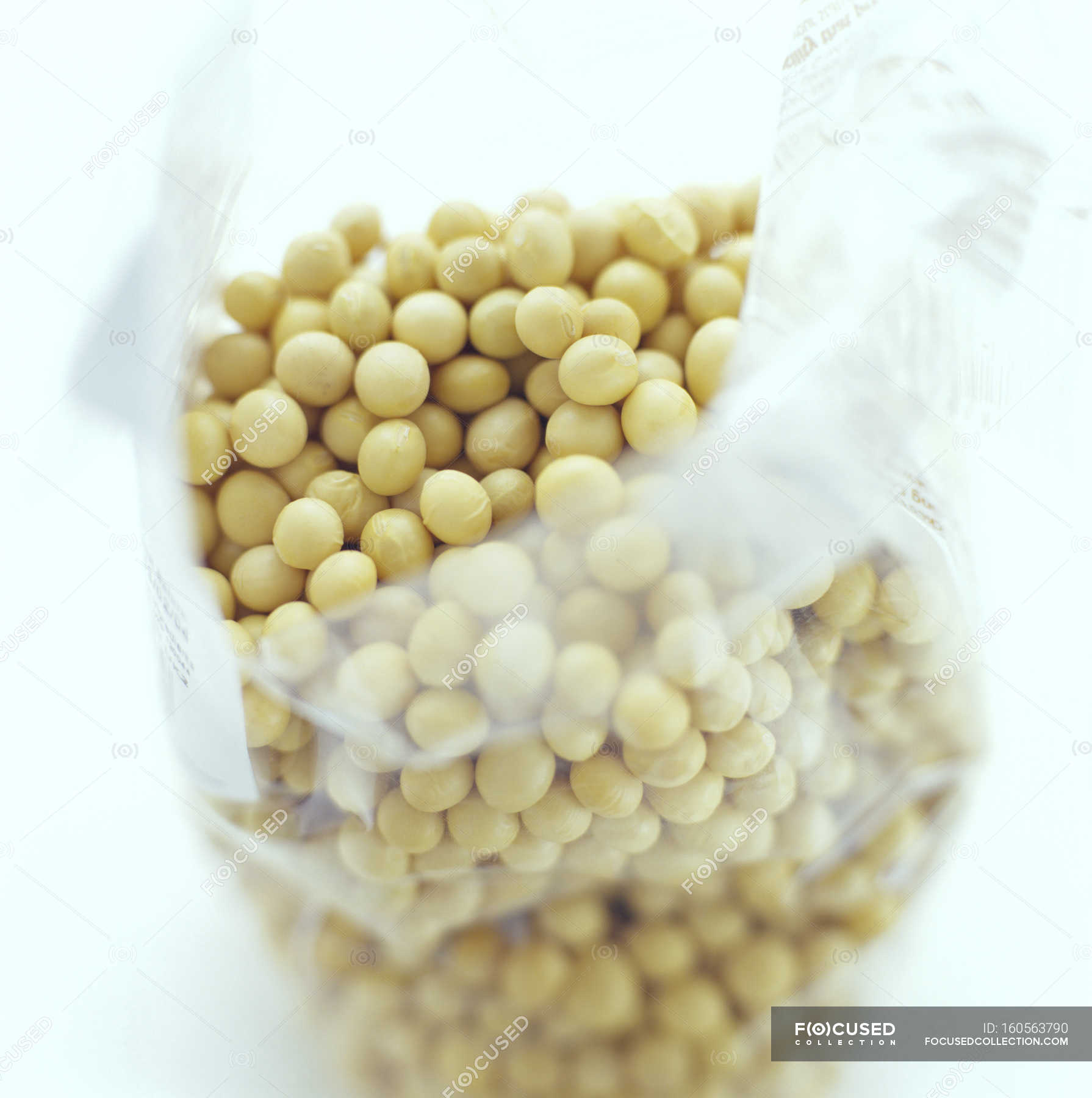 Soya beans in plastic bag. — protein, still life Stock Photo 160563790