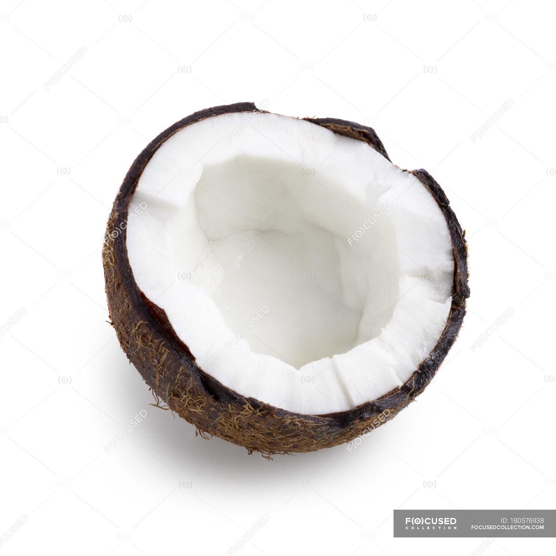 Half of coconut on white background. — cross section, nature - Stock Photo  | #180576938