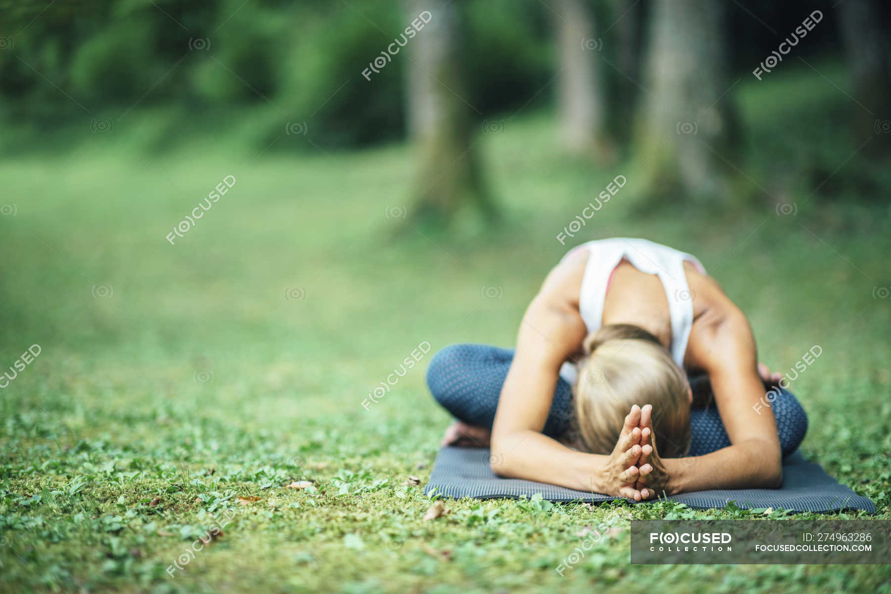 Seated Forward Bend Pose Stock Photos Royalty Free Images Focused