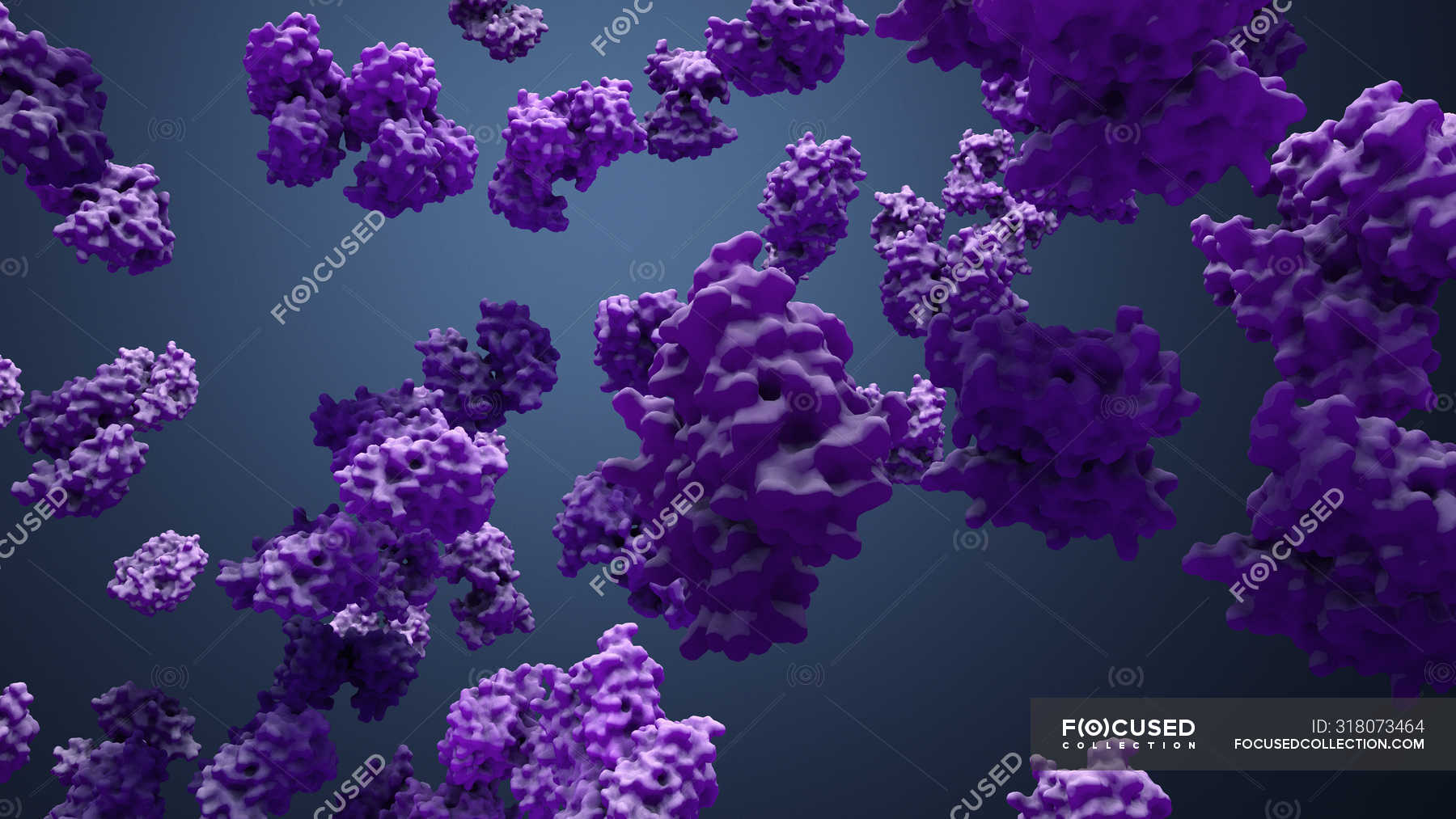 Enzymes on plain background, digital illustration. — medicine, 3d