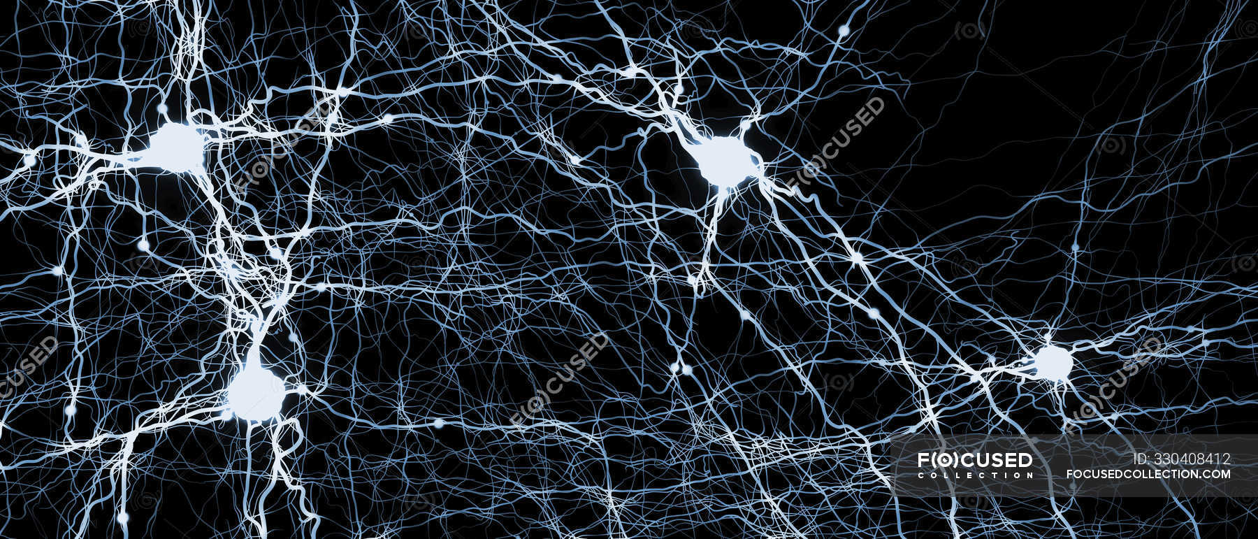 Abstract structure of neural network on dark background, digital  illustration. — neurones, connections - Stock Photo | #330408412