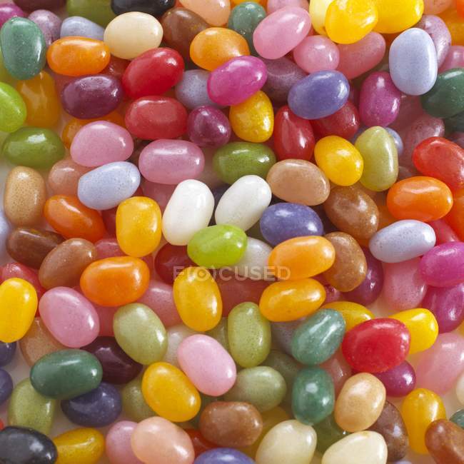 Close-up of multicolored jelly beans candies, full frame. — Stock Photo