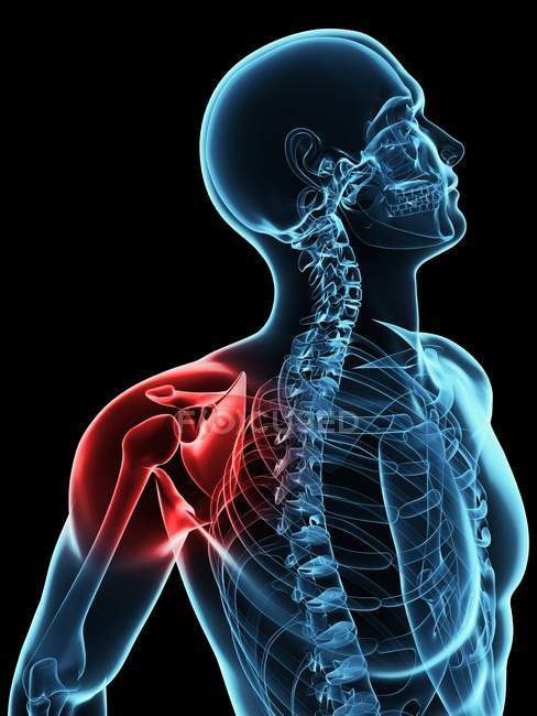 Localization of pain in shoulder joint — Stock Photo