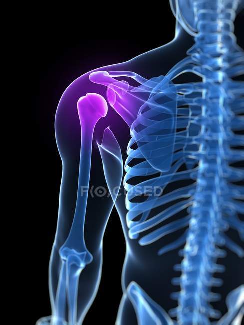 Localization of pain in shoulder joint — Stock Photo