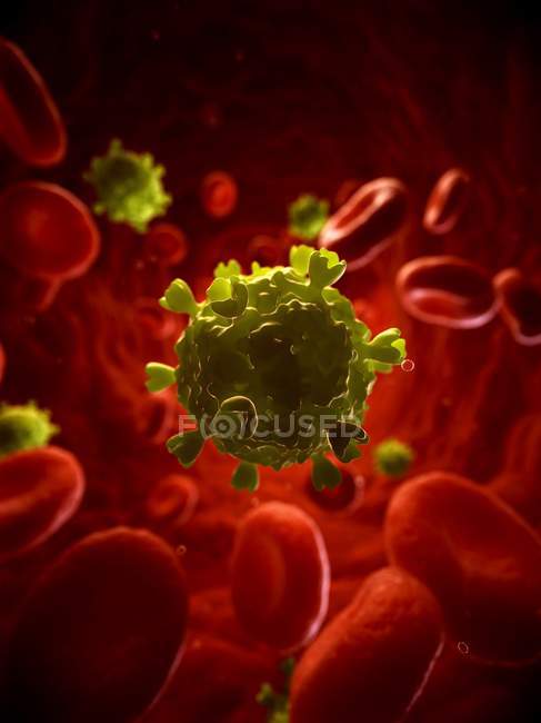 HIV particles in the bloodstream — Stock Photo