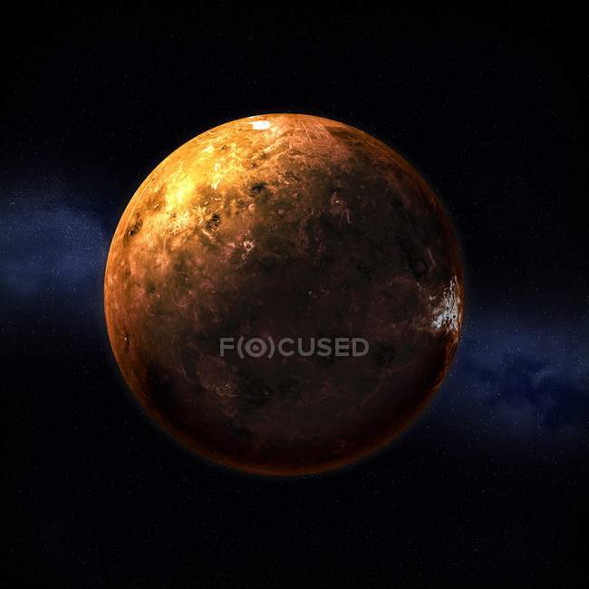 Computergrafik der Venus auf schwarzem Hintergrund. — Stockfoto