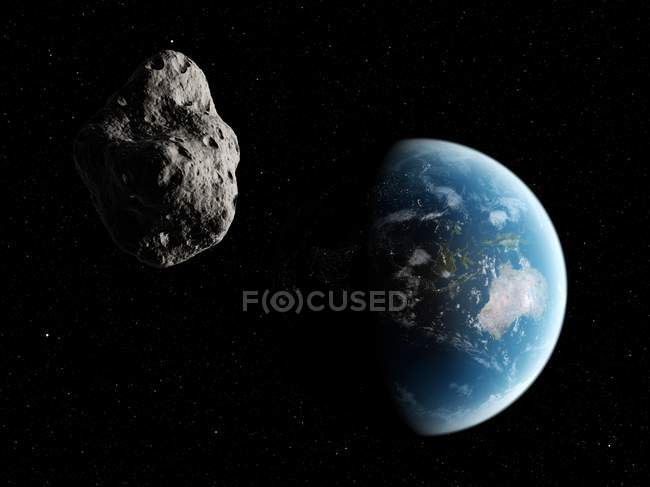 Астероид приближается к Земле — стоковое фото