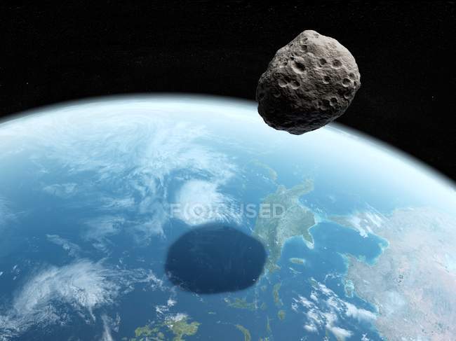 Asteroide in avvicinamento alla Terra — Foto stock