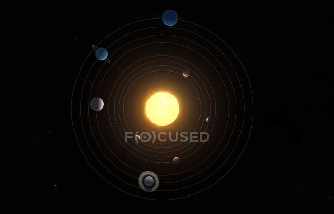 Rendering des Sonnensystems — Stockfoto