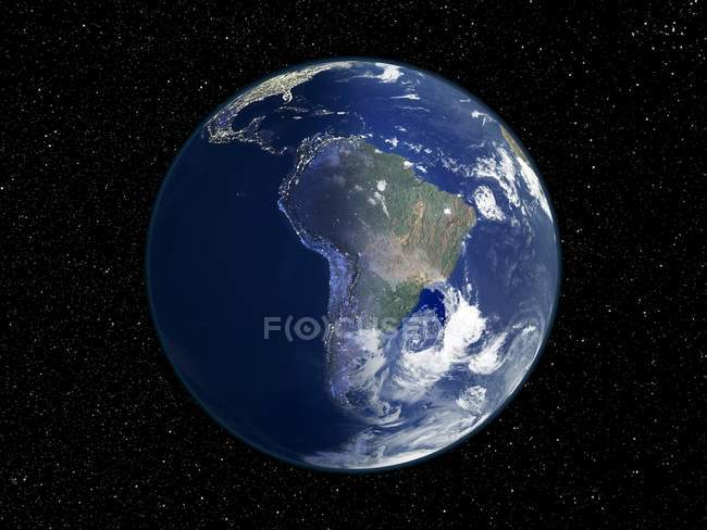 Digital illustration of Earth centered on South America. — Stock Photo