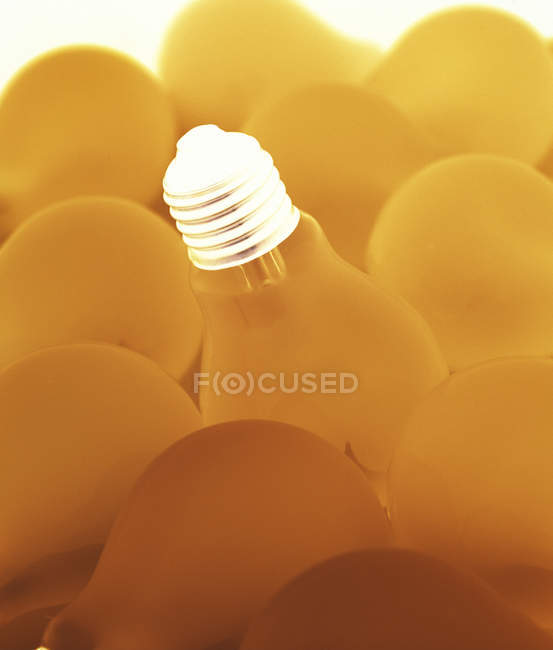 Electric light bulbs with screw fitting, negative image. — Stock Photo