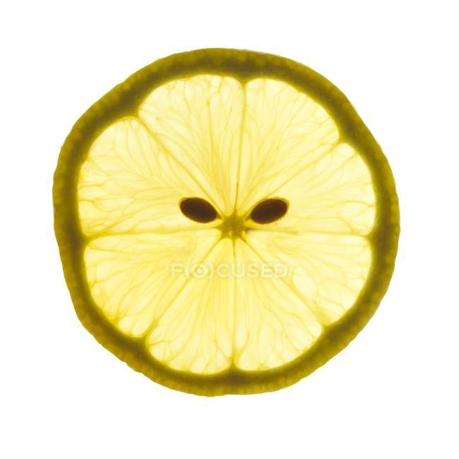 Vista ravvicinata della fetta di limone su sfondo bianco . — Foto stock