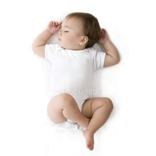 Vue aérienne de bébé fille endormie . — Photo de stock