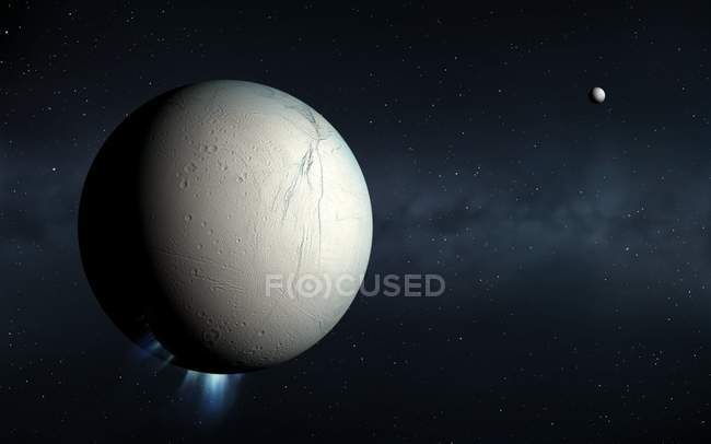 Plumas en erupción de Encélado - foto de stock