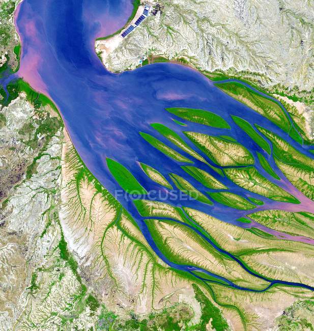 Bombetoka затока біля острова Мадагаскар, супутникове зображення. — стокове фото