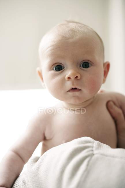 Ritratto del neonato sostenuto dalla mano del genitore
. — Foto stock